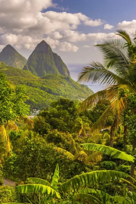 Framed Print : Caribbean, St Lucia, Petit (near) and Gros Piton Mountains (UNESCO World Heritage Site) Framed Print : Caribbean, St Lucia, Petit (near) and Gros Piton Mountains (UNESCO World Heritage Site)