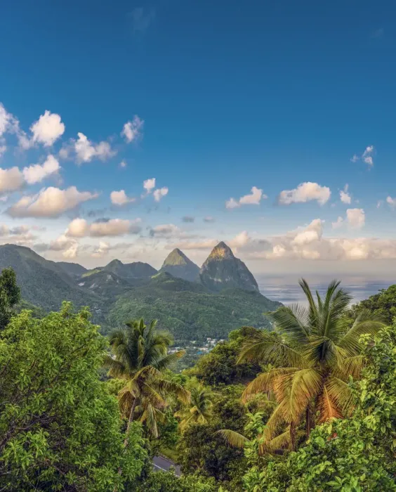 Framed Print : Caribbean, St Lucia, Petit (near) and Gros Piton Mountains (UNESCO World Heritage Site) Framed Print : Caribbean, St Lucia, Petit (near) and Gros Piton Mountains (UNESCO World Heritage Site)