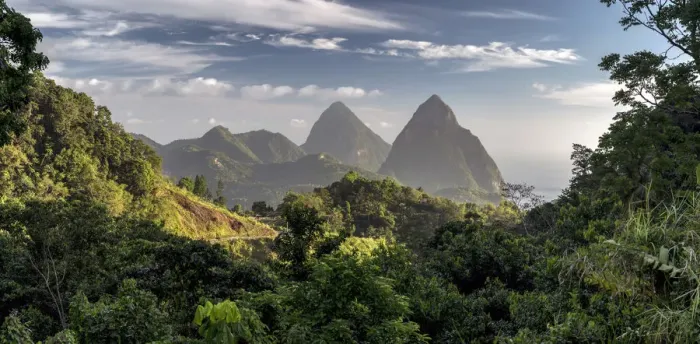 Framed Print : Caribbean, St Lucia, Petit (near) and Gros Piton Mountains (UNESCO World Heritage Site) Framed Print : Caribbean, St Lucia, Petit (near) and Gros Piton Mountains (UNESCO World Heritage Site)