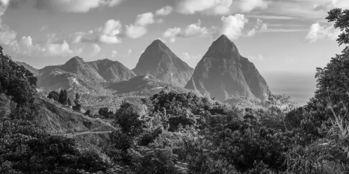 Framed Print : Caribbean, St Lucia, Petit (near) and Gros Piton Mountains (UNESCO World Heritage Site) Framed Print : Caribbean, St Lucia, Petit (near) and Gros Piton Mountains (UNESCO World Heritage Site)