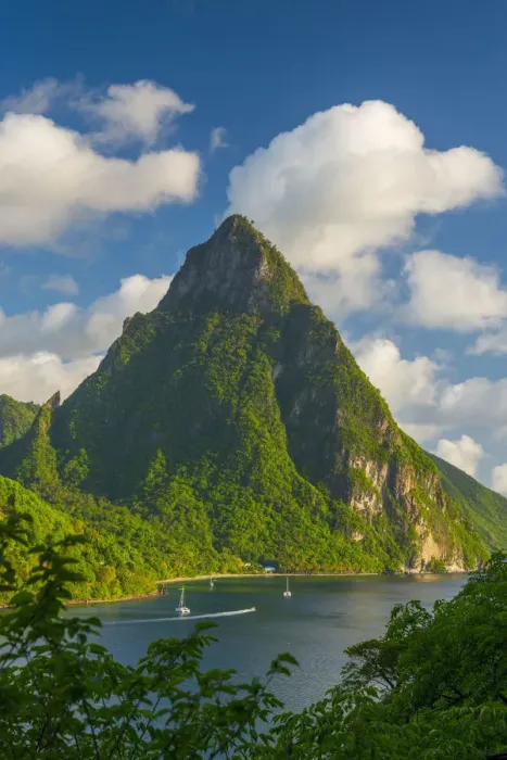 Framed Print : Caribbean, St Lucia, Soufriere, Soufriere Bay, Petit Piton (UNESCO World Heritage Site) Framed Print : Caribbean, St Lucia, Soufriere, Soufriere Bay, Petit Piton (UNESCO World Heritage Site)
