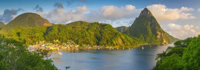 Framed Print : Caribbean, St Lucia, Soufriere, Soufriere Bay, Petit Piton (UNESCO World Heritage Site) Framed Print : Caribbean, St Lucia, Soufriere, Soufriere Bay, Petit Piton (UNESCO World Heritage Site)