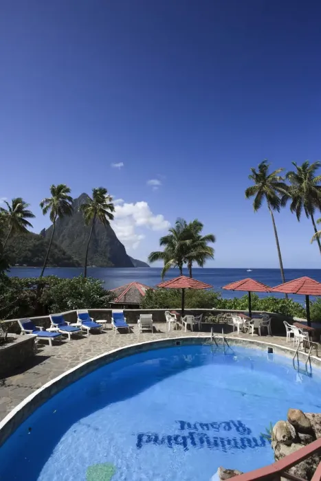 Framed Print : Caribbean, St Lucia, Soufriere, Petit Piton and Hummingbird beach resort Framed Print : Caribbean, St Lucia, Soufriere, Petit Piton and Hummingbird beach resort