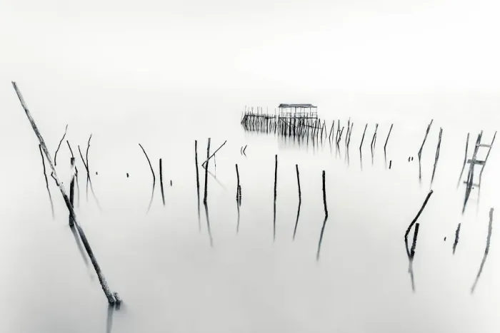 Framed Print : Carrasqueira harbour, the iconic Cais Palafitico, Setubal, Portugal