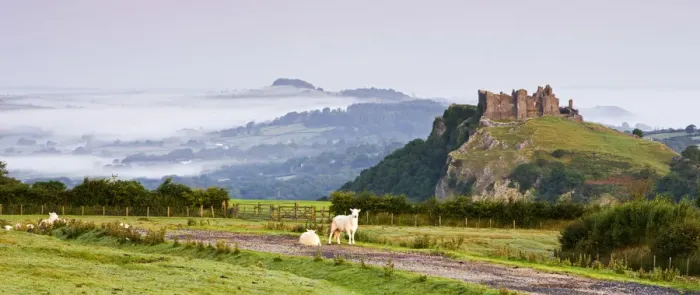 Framed Print : Carreg Cennen Castle at dawn on a misty summer morning, Brecon Beacons National Park Framed Print : Carreg Cennen Castle at dawn on a misty summer morning, Brecon Beacons National Park