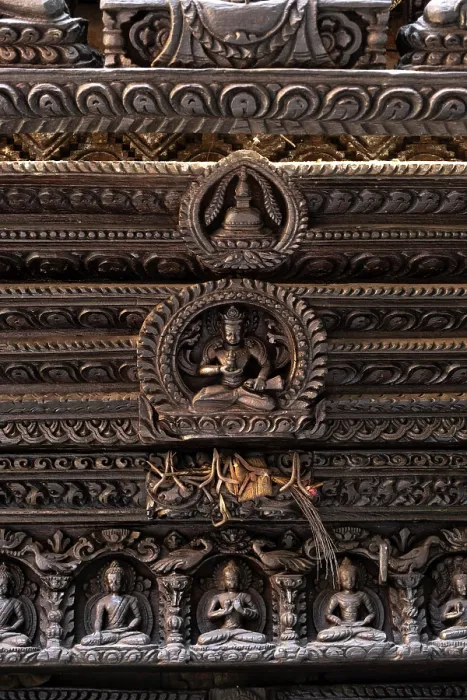 Framed Print : Carved buddhas above a door at The Dwarika's Hotel, Kathmandu, Nepal Framed Print : Carved buddhas above a door at The Dwarika's Hotel, Kathmandu, Nepal