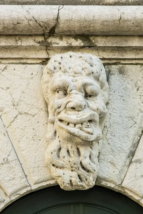 Framed Print : Carving of a face, Castello, Venice, Veneto, Italy Framed Print : Carving of a face, Castello, Venice, Veneto, Italy