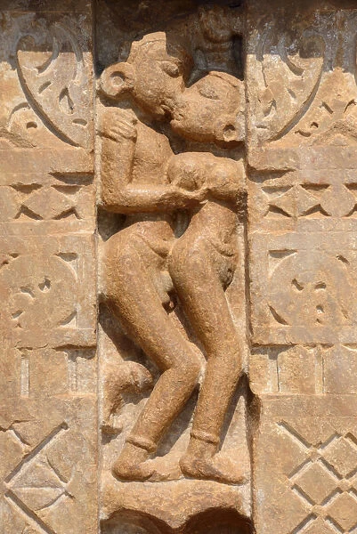 Carvings at the Mahanal Temple in Menal, Rajasthan, India, Asia