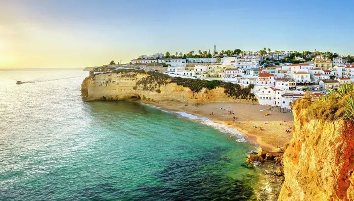 Framed Print : Carvoeiro Beach, Sunset Praia Carvoeiro Carvoeiro, Algarve, Portugal