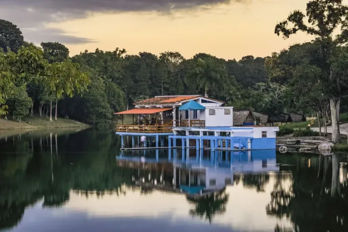 Framed Print : Casa de Botes restaurant at sunset, Las Terrazas, Artemisa Province, Cuba Framed Print : Casa de Botes restaurant at sunset, Las Terrazas, Artemisa Province, Cuba