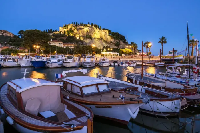 Framed Print : Cassis Harbour at Night, Provence, France Framed Print : Cassis Harbour at Night, Provence, France