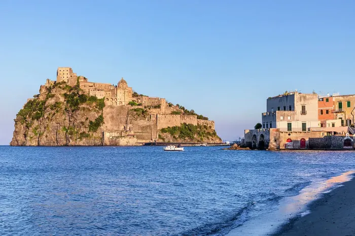 Framed Print : Castello Aragonese at Sunset, Ischia, Campania, Italy Framed Print : Castello Aragonese at Sunset, Ischia, Campania, Italy