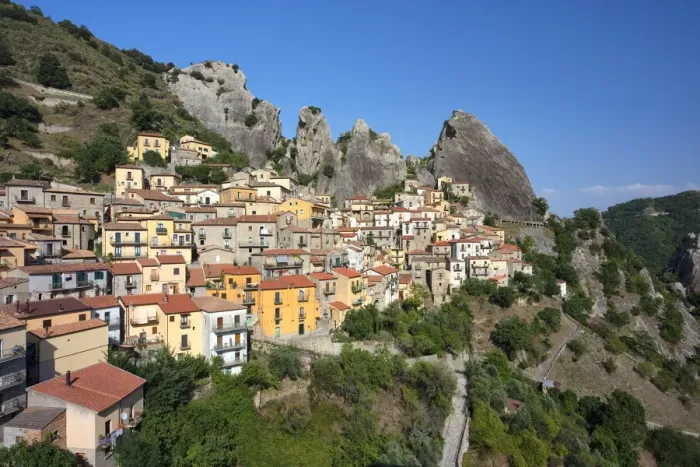 Framed Print : Castelmezzano with the Lucanian Dolomites in the background Framed Print : Castelmezzano with the Lucanian Dolomites in the background
