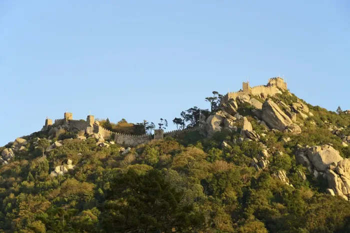 Framed Print : The Castelo dos Mouros (Castle of the Moors) on the top of the mountain, a Unesco Framed Print : The Castelo dos Mouros (Castle of the Moors) on the top of the mountain, a Unesco