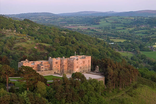 Castle Drogo on a sunny spring evening, Dartmoor, Devon, England. Spring (May) 2023