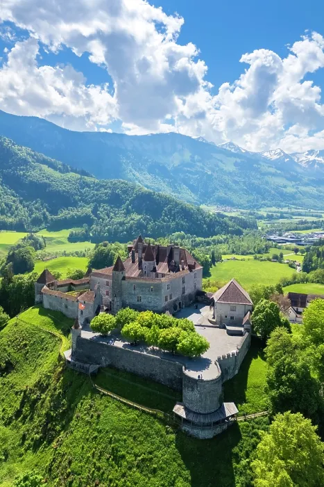 Framed Print : Castle of Gruyeres in spring. Gruyeres, Canton of Fribourg, Switzerland Framed Print : Castle of Gruyeres in spring. Gruyeres, Canton of Fribourg, Switzerland