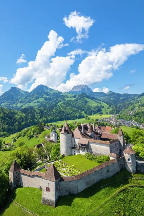 Framed Print : Castle of Gruyeres in spring. Gruyeres, Canton of Fribourg, Switzerland Framed Print : Castle of Gruyeres in spring. Gruyeres, Canton of Fribourg, Switzerland