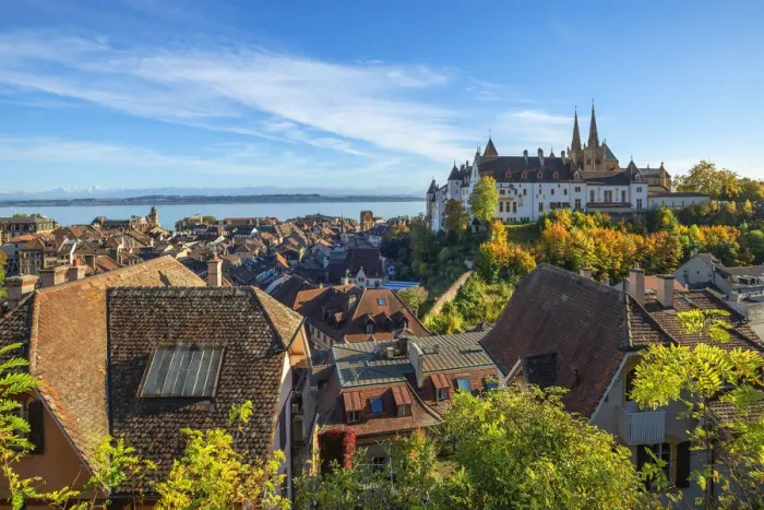 Framed Print : Castle of Neuchatel, Switzerland Framed Print : Castle of Neuchatel, Switzerland