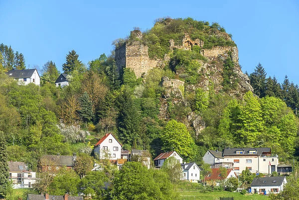 Castle ruin Kallenfels, Kirn, Nahe valley, Hunsruck, Rhineland-Palatinate, Germany