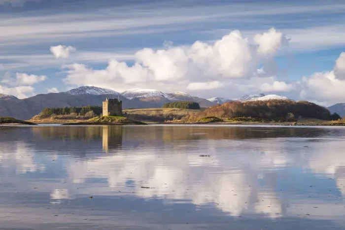 Framed Print : Castle Stalker reflected on Loch Laich, an inlet off Loch Linnhe in the Scottish Framed Print : Castle Stalker reflected on Loch Laich, an inlet off Loch Linnhe in the Scottish
