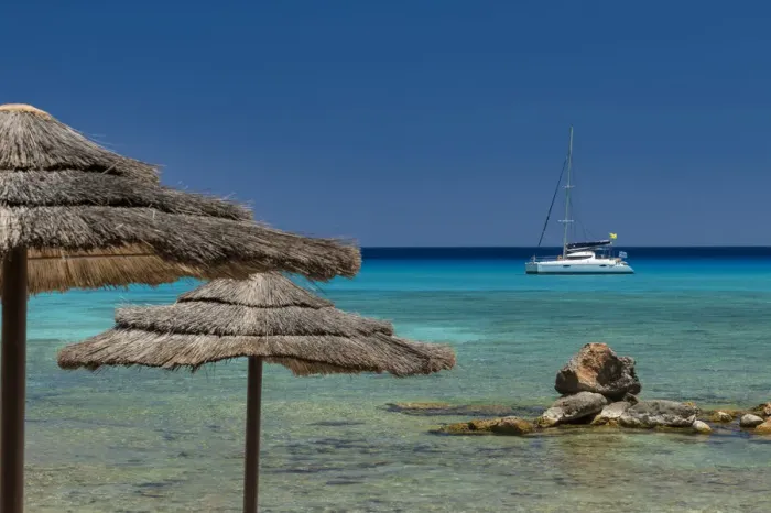 Framed Print : Catamaran in Crystal Clear Blue Water, Rhodes, Dodecanese Islands, Greece Framed Print : Catamaran in Crystal Clear Blue Water, Rhodes, Dodecanese Islands, Greece