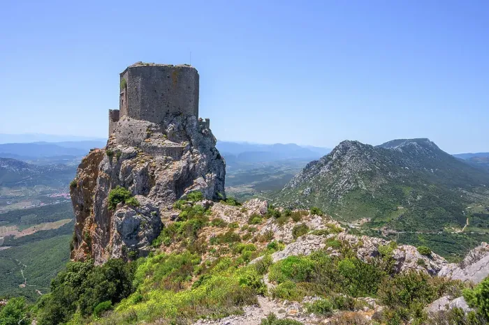 Framed Print : Catharian castle Queribus, Aude, Languedoc-Roussillon, Occitanie, France Framed Print : Catharian castle Queribus, Aude, Languedoc-Roussillon, Occitanie, France