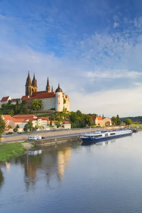 Framed Print : Cathedral, Albrechtsburg and River Elbe, Meissen, Saxony, Germany