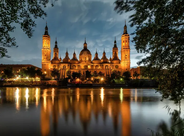 Framed Print : Cathedral-Basilica of Our Lady of the Pillar Reflecting in the Ebro River, Zaragoza, Aragon, Spain Framed Print : Cathedral-Basilica of Our Lady of the Pillar Reflecting in the Ebro River, Zaragoza, Aragon, Spain
