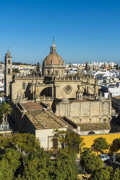 Cathedral and city skyline, Jerez de la Frontera, Andalusia, Spain