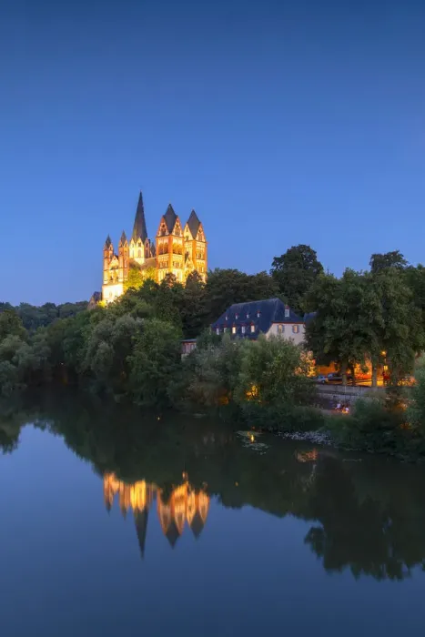 Framed Print : Cathedral (Dom) and River Lahn at dusk, Limburg, Hesse, Germany Framed Print : Cathedral (Dom) and River Lahn at dusk, Limburg, Hesse, Germany