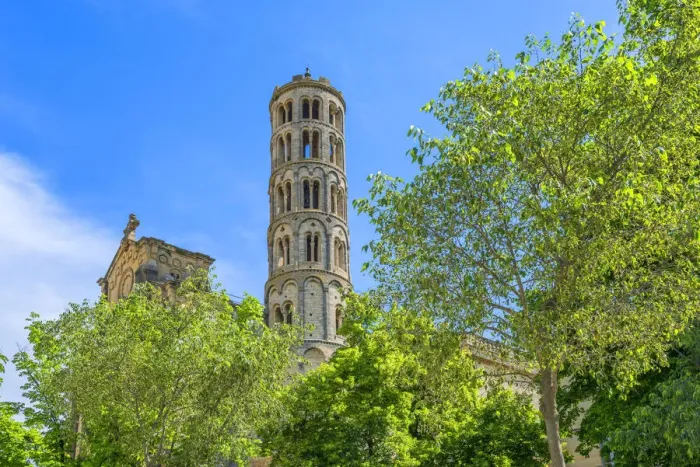 Framed Print : Cathedral with Fenestrelle tower, Uzes, Gard, Languedoc-Roussillon, France
