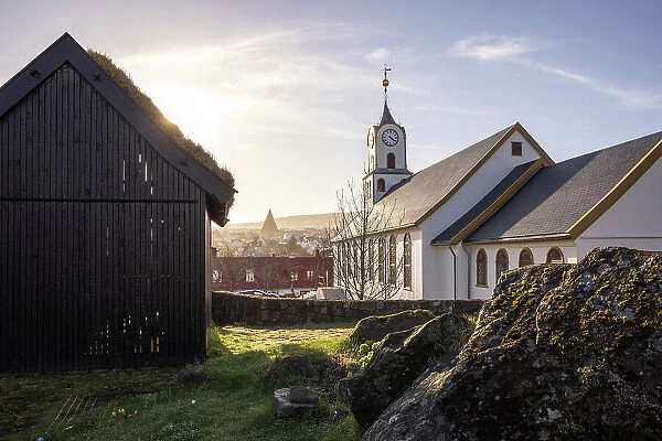 The cathedral in the historic center of Torshavn. Island of Streymoy. Faroe Islands