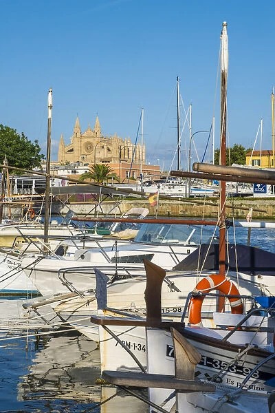 Cathedral La Seu & harbour, Palma, Mallorca, Balearic Islands, Spain