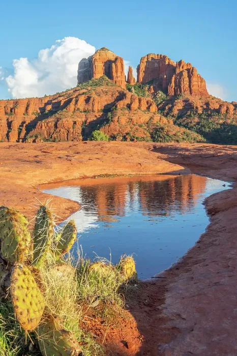 Framed Print : Cathedral Rock seen from Secret Slickrock, Sedona, Arizona, USA