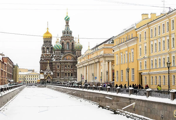 Cathedral Savior on the Spilled Blood (Khram Spasa na Krovi) on Griboedov Canal in winter, Saint Petersburg, Russia