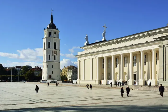 Framed Print : The Cathedral of St. Stanislav and St. Vladislav with the bell tower