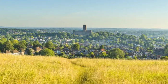 Framed Print : Cathedral and view over the town of Guildford, Surrey, England, UK Framed Print : Cathedral and view over the town of Guildford, Surrey, England, UK