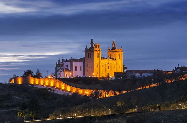 The Cathedral of the walled city of Miranda do Douro at dusk. Tras-os-Montes, Portugal