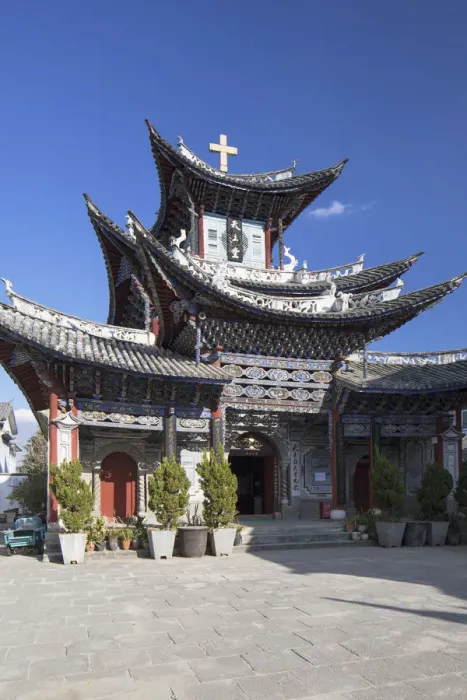Framed Print : Catholic church, Dali, Yunnan, China