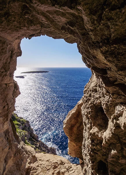 Cave at Cap de Cavalleria, Menorca or Minorca, Balearic Islands, Spain