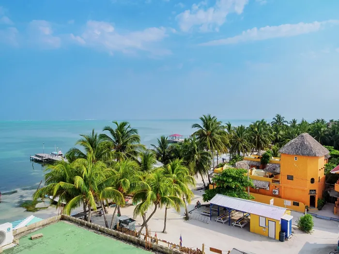 Framed Print : Caye Caulker Village, elevated view, Caye Caulker, Belize District, Belize Framed Print : Caye Caulker Village, elevated view, Caye Caulker, Belize District, Belize