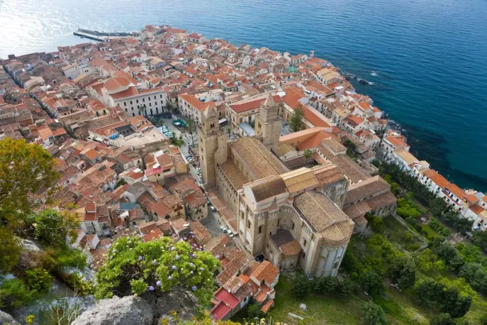 Framed Print : Cefalu from La Rocca North Coast Sicily Italy