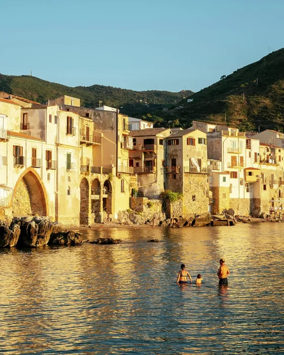 Framed Print : Cefalu old town at sunset, Sicily, Italy Framed Print : Cefalu old town at sunset, Sicily, Italy