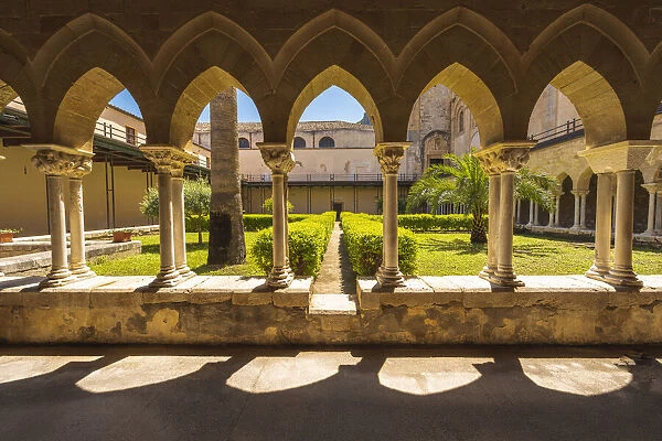 Cefalu, Sicily, Italy. Cloister of the Cefalu Cathedral