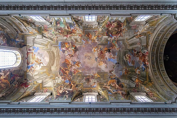 Ceiling fresco of the Church of the Gesu (Chiesa del Gesu), Rome, Lazio, Italy