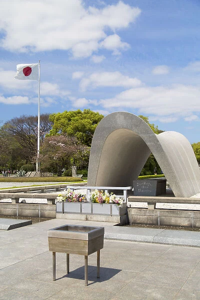 Cenotaph in Peace Memorial Park, Hiroshima, Hiroshima Prefecture, Japan