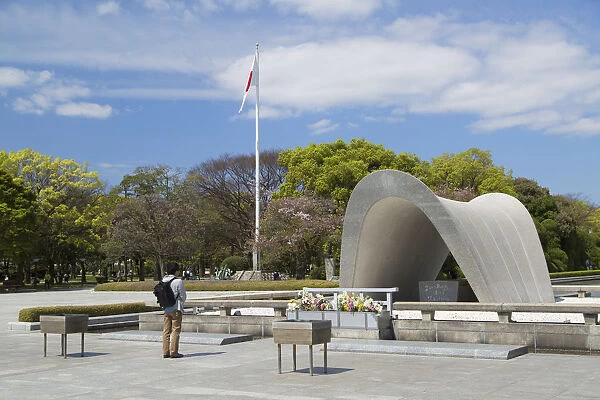 Cenotaph in Peace Memorial Park, Hiroshima, Hiroshima Prefecture, Japan