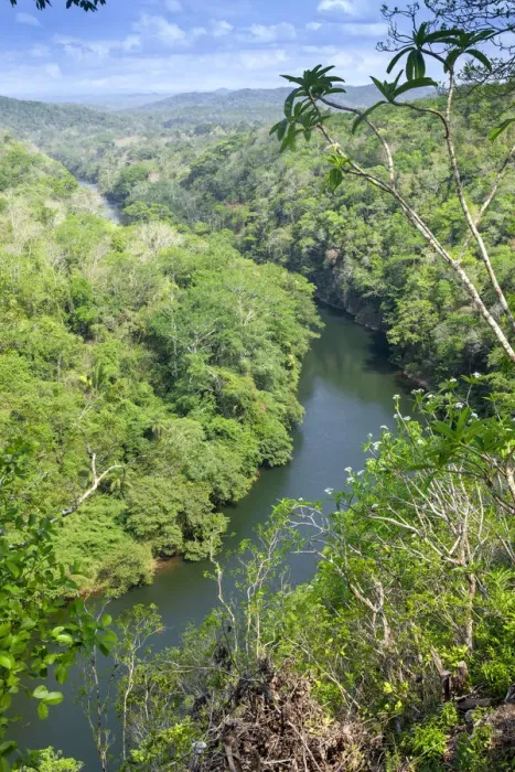 Framed Print : Central America, Belize, Cayo, San Ignacio, view of the Mopan river surrounded by Framed Print : Central America, Belize, Cayo, San Ignacio, view of the Mopan river surrounded by