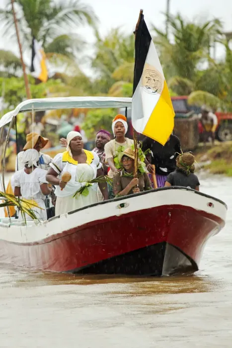 Framed Print : Central America, Belize, Stann Creek, Dangriga, a boat in the Garifuna Landing ceremony Framed Print : Central America, Belize, Stann Creek, Dangriga, a boat in the Garifuna Landing ceremony