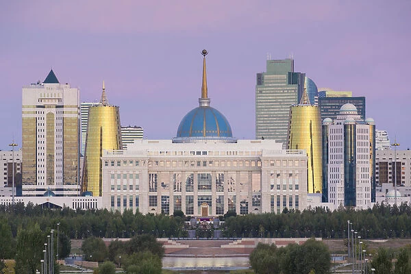 Central Asia, Kazakhstan, Astana, City Skyline and Ak Orda Presidential Palace of